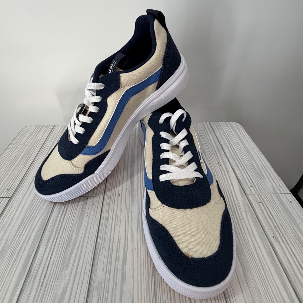 Vans Range EXP Mens Sneakers Sport Block Cream Navy Blue Low Top Shoes 10.0 NEW